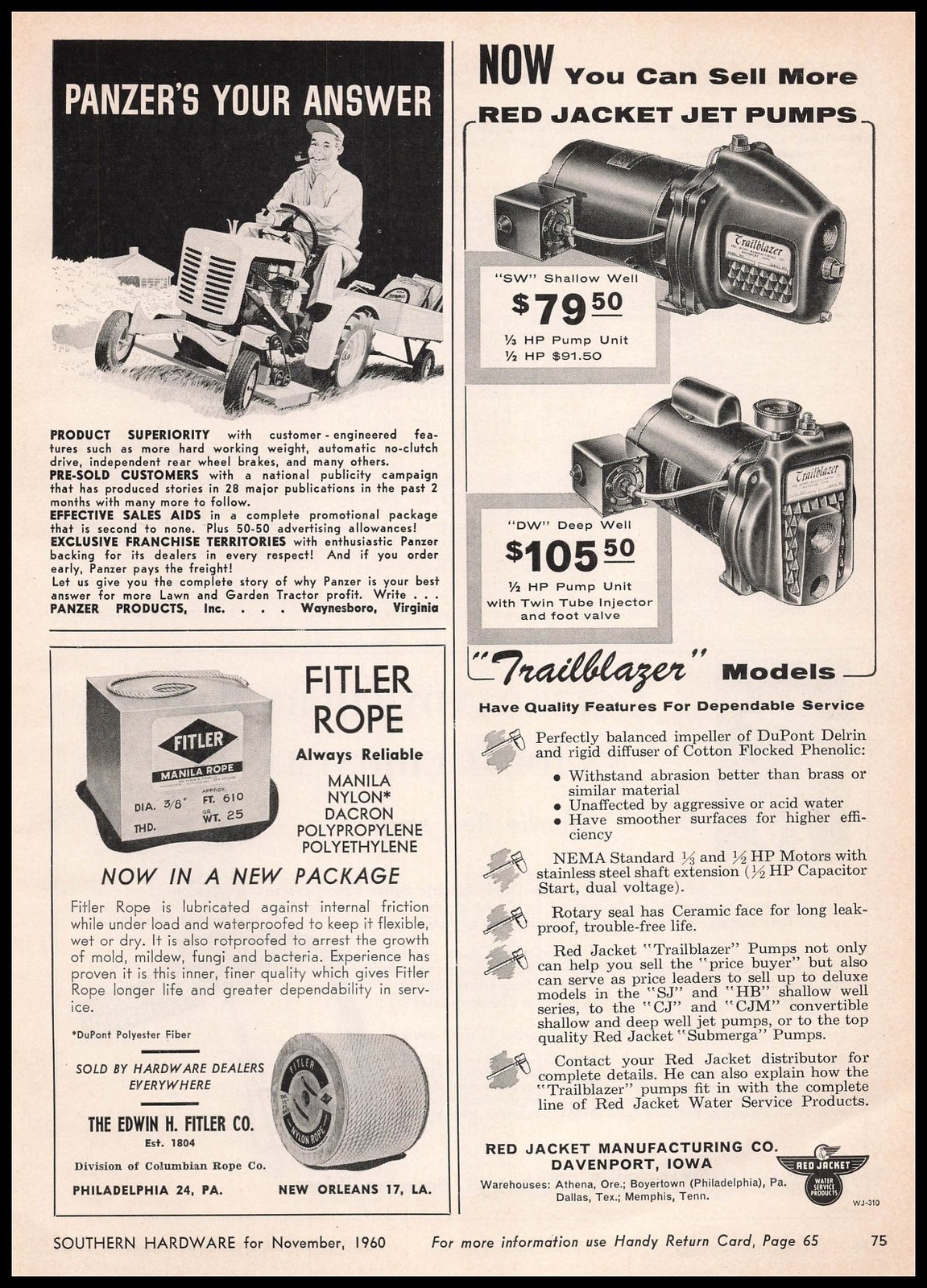 1960 Red Jacket Manufacturing Co. Jet Well Pumps Davenport Iowa Vintage Print Ad