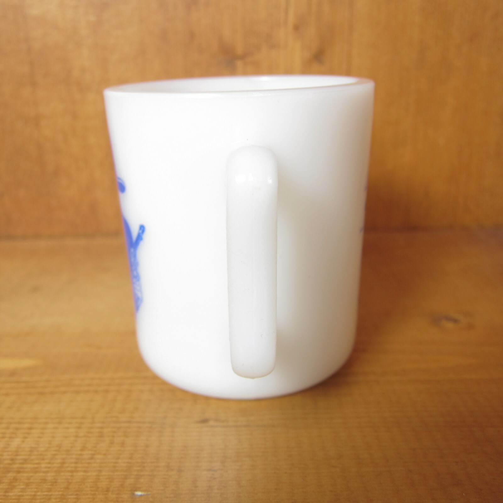Vintage 1950s Hopalong Cassidy Milk Glass Mug Cup Western Hazel Atlas, Blue