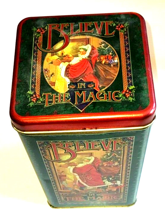 Vintage Believe In The Magic Christmas Tin 8 1/4″ X 4 3/4″
