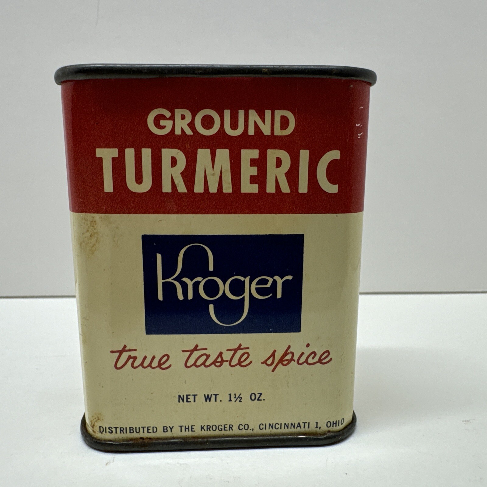Vintage KROGER Ground Turmeric Tin Advertising 1.25oz Good Condition. Ships Fast