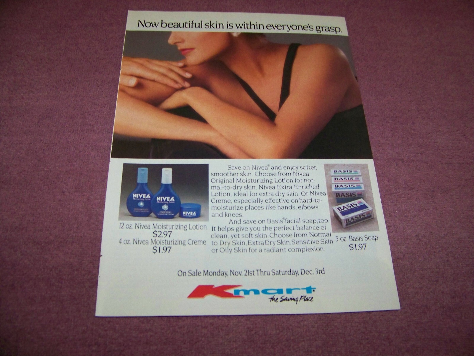 Kmart Nivea / Basis Original Print Ad From Magazine Vintage 1988