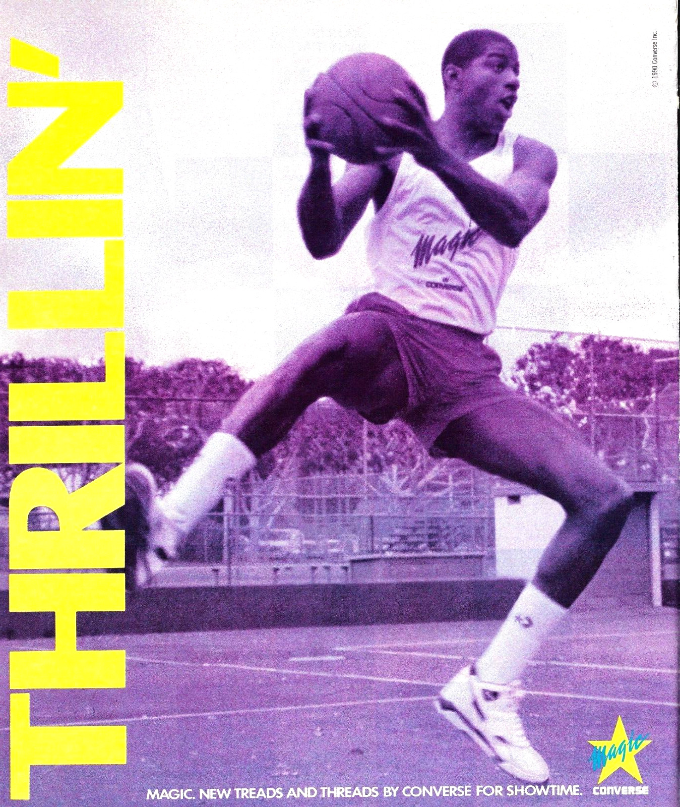 1990 Converse Sneakers Athletic Gear Magic Johnson Thrillin’ VINTAGE PRINT AD