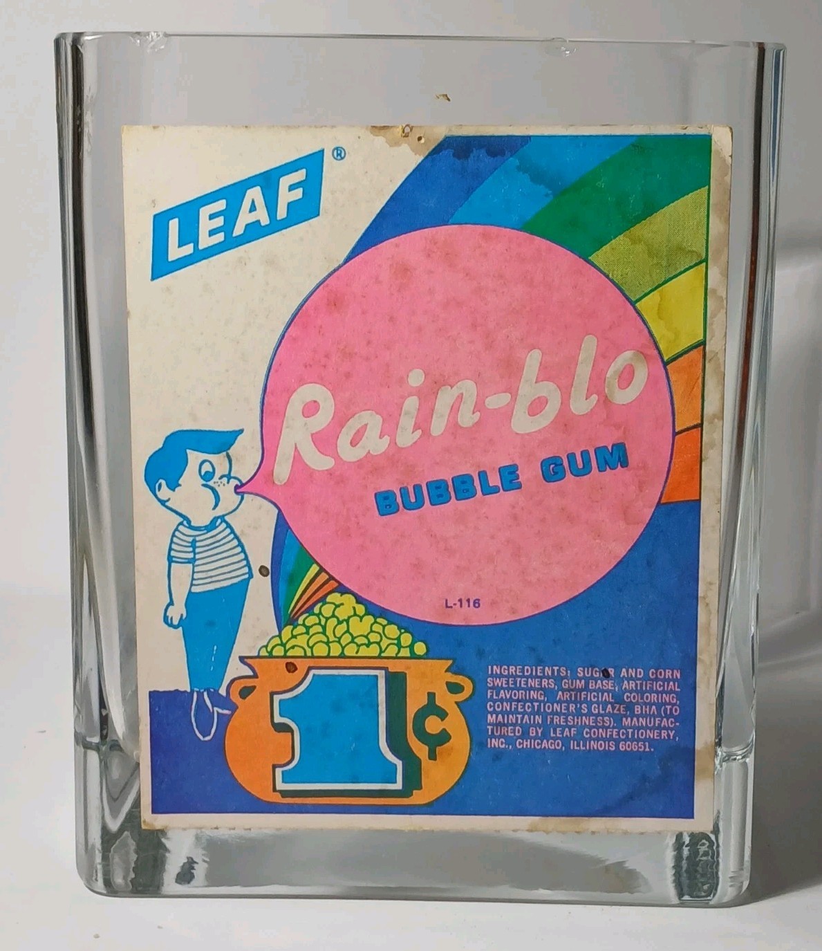 1960s Old Vintage Leaf Rain-blo Bubble Gum 1 CENT Store Display Country Store