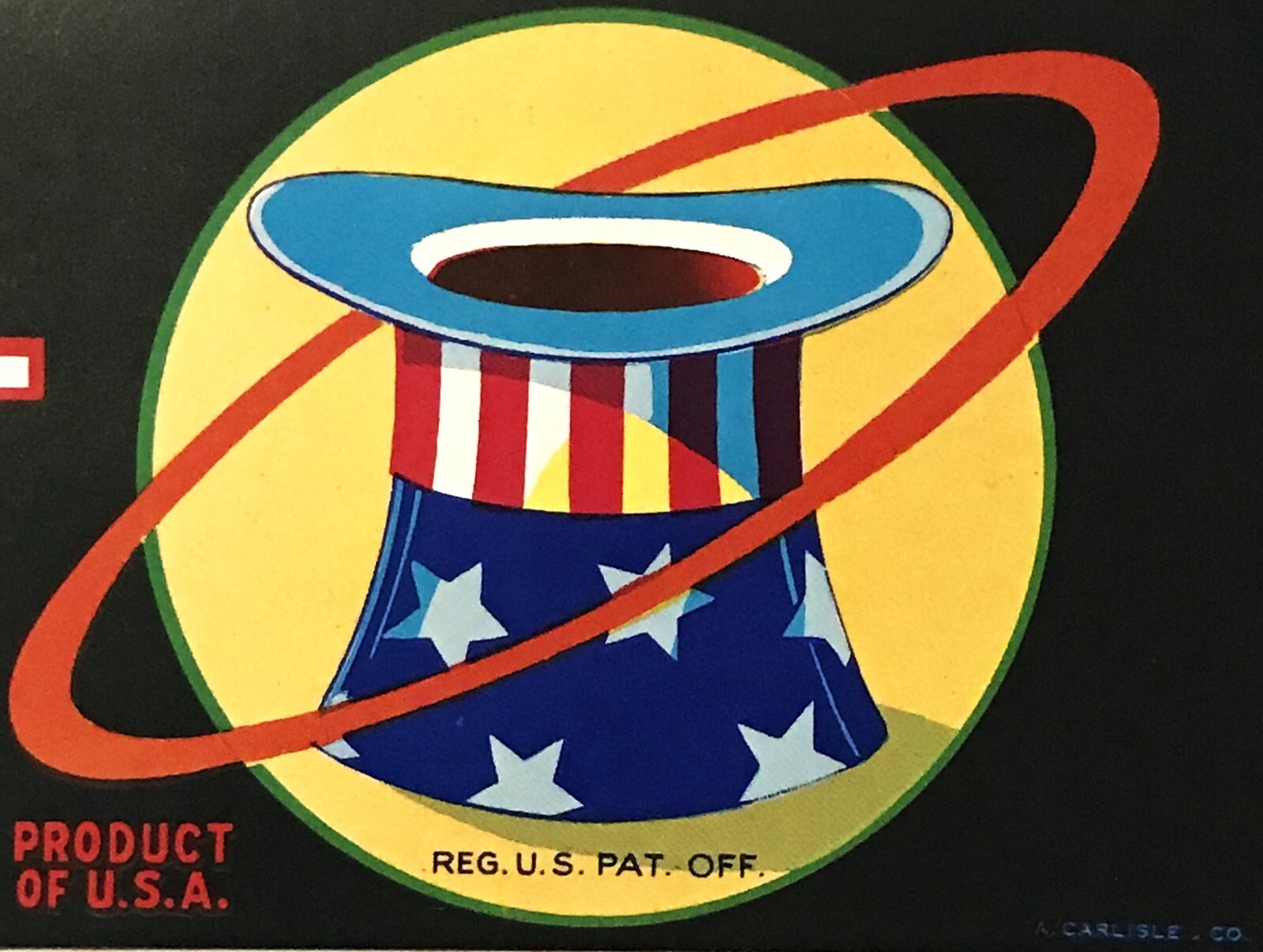 Rare Antique 1950s Federal Crate Label Fresno, CA, Patriotic Americana!