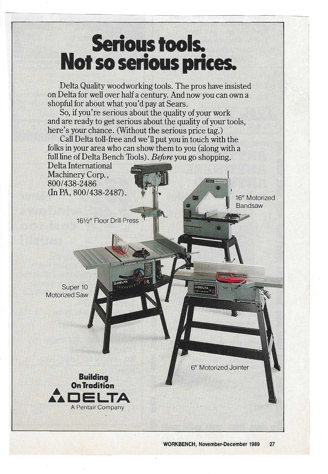 1989 Delta Quality Woodworking Tools Not So Serious Prices Vintage Advertisement