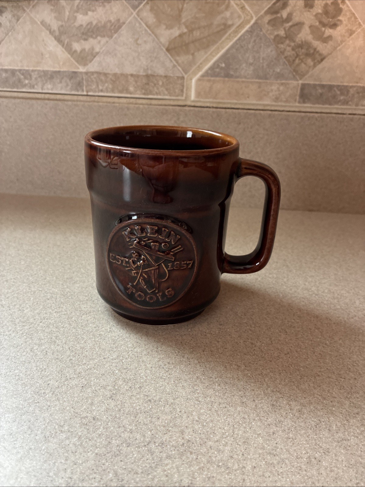 Vintage Klein Tools Coffee Mug Brown Pfaltzgraff USA Made