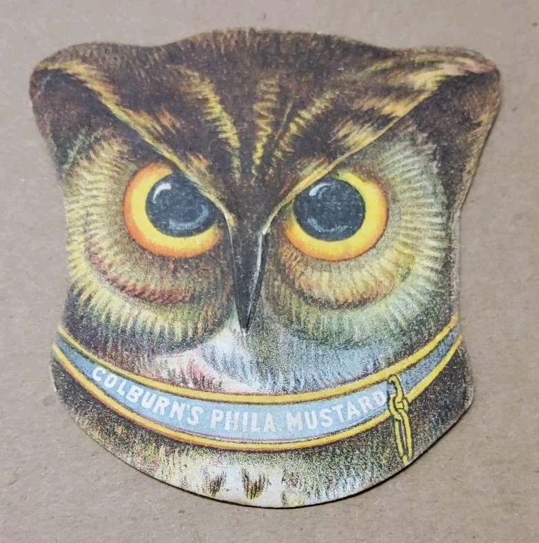 Vintage Owl Trade Card Advertising Colburn’s Philadelphia Mustard USA