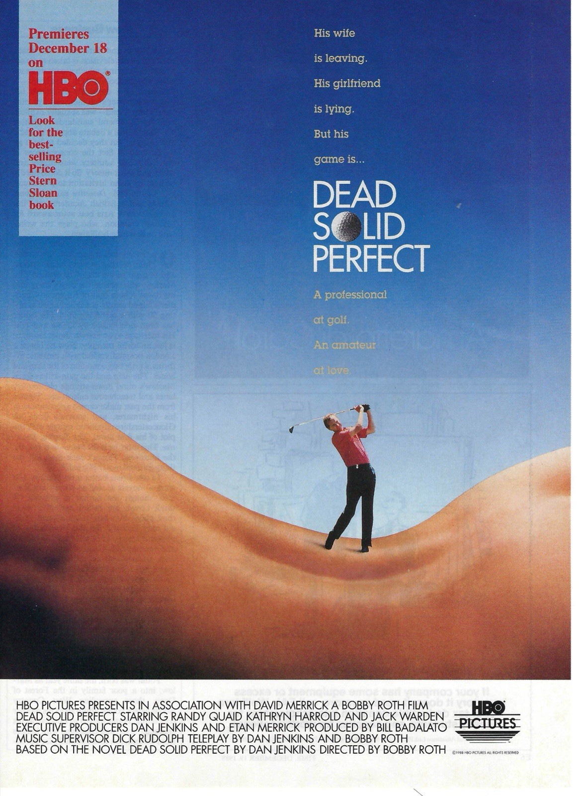 1988 HBO Pictures Dead Solid Perfect Professional Golfer Vintage Print Ad/Poster