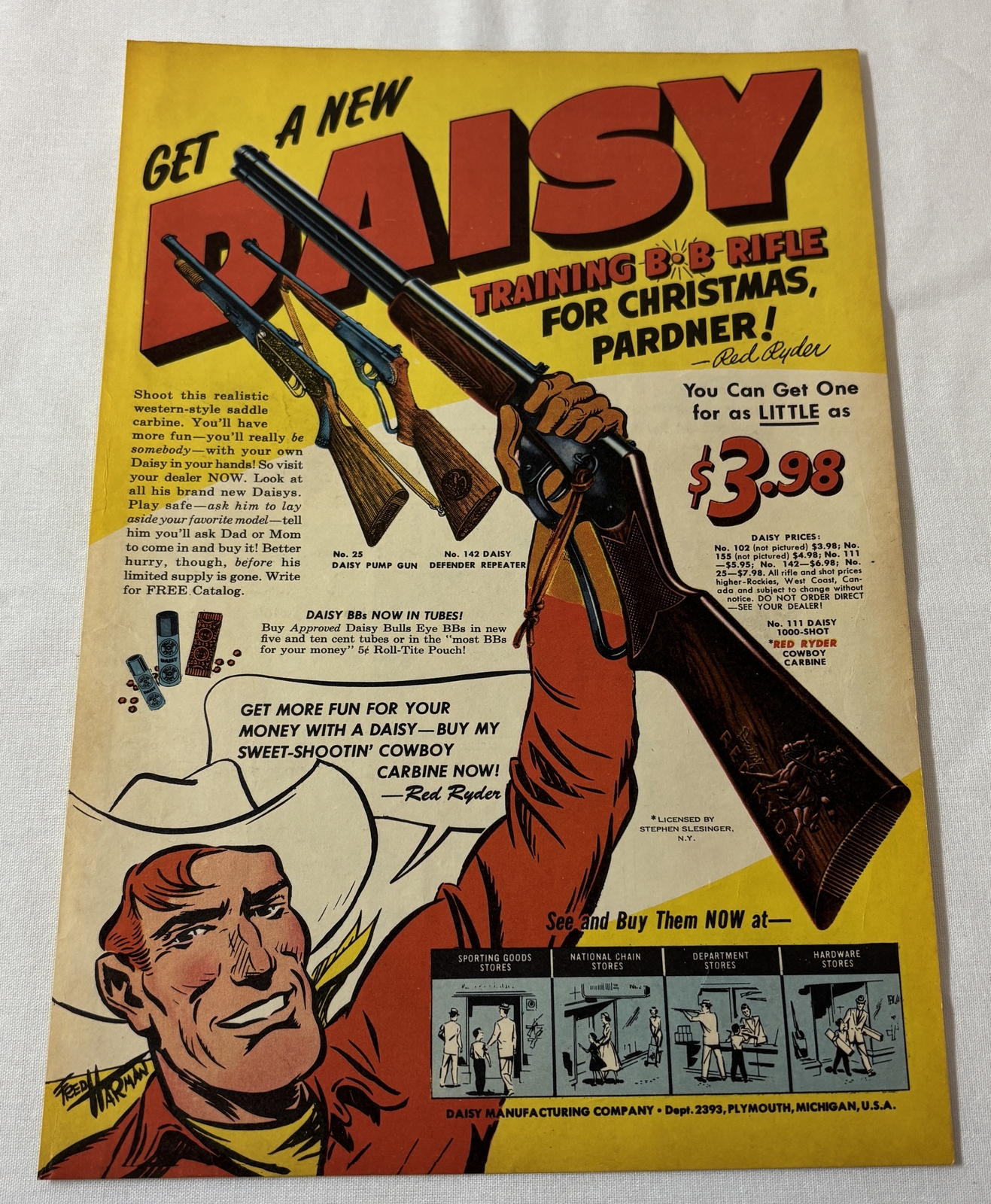 1953 Red Ryder GET A NEW DAISY BB GUN FOR CHRISTMAS ad page