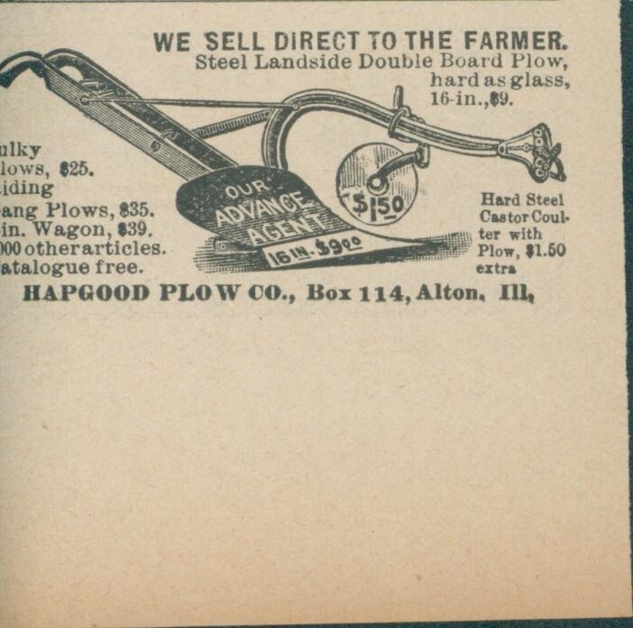 1898 Hapgood Plow Co Alton Illinois Sulky Riding Gang Wagon Ad RS1