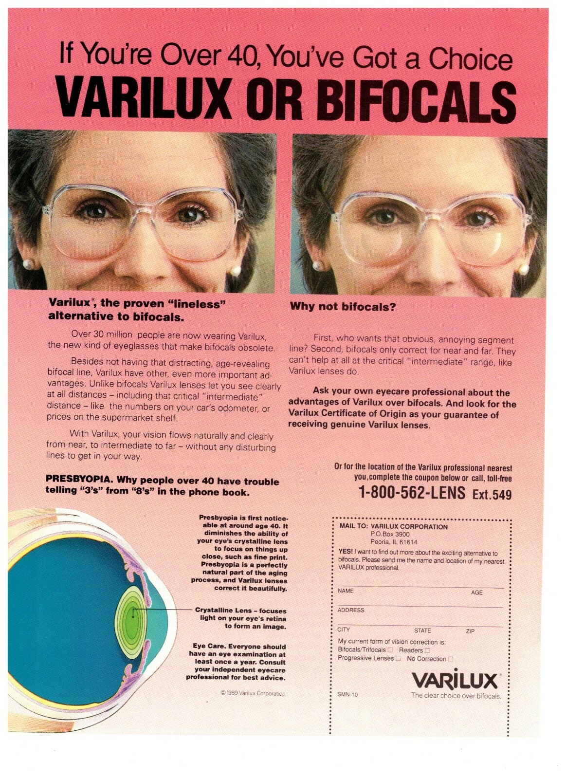 1990 Varilux Bifocals Alternative Medical Glasses Vintage Print Advertisement