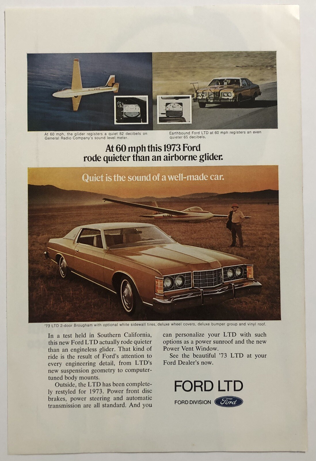 1973 Original Print Advertisement Full Page – Ford LTD. Vintage