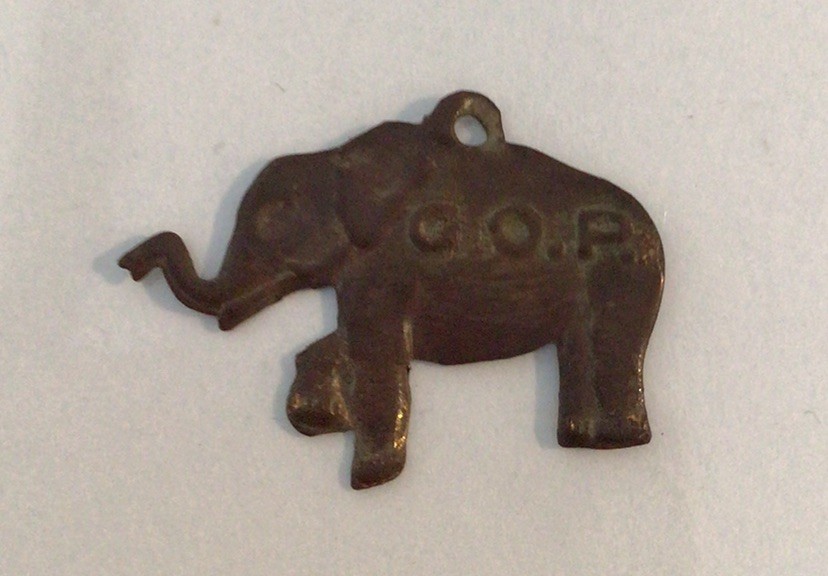 Vintage Tin GOP Elephant Charm 3/4” X 1/2”