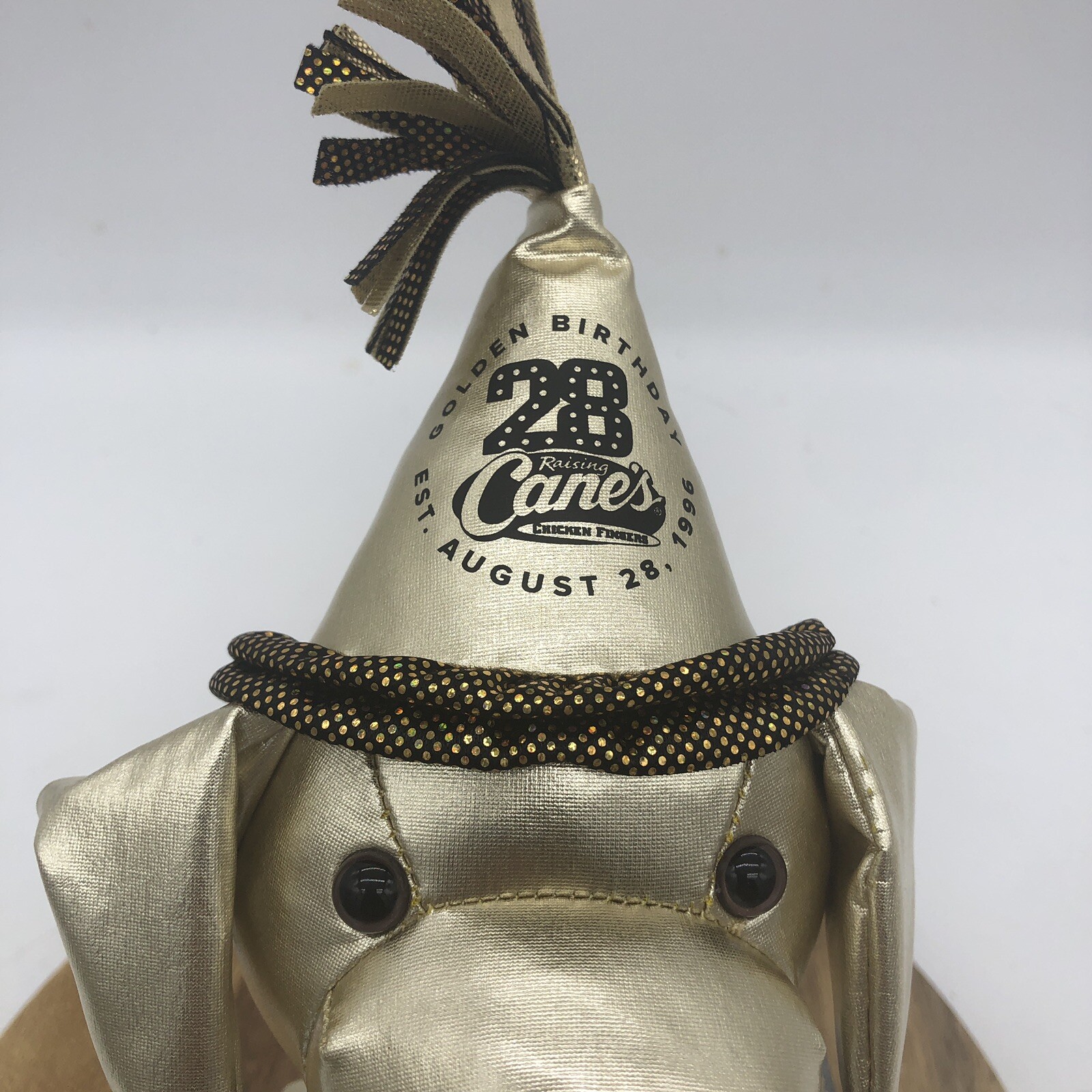 Raising Canes Plush Dog Gold Limited Edition 28th Golden Birthday With Tag