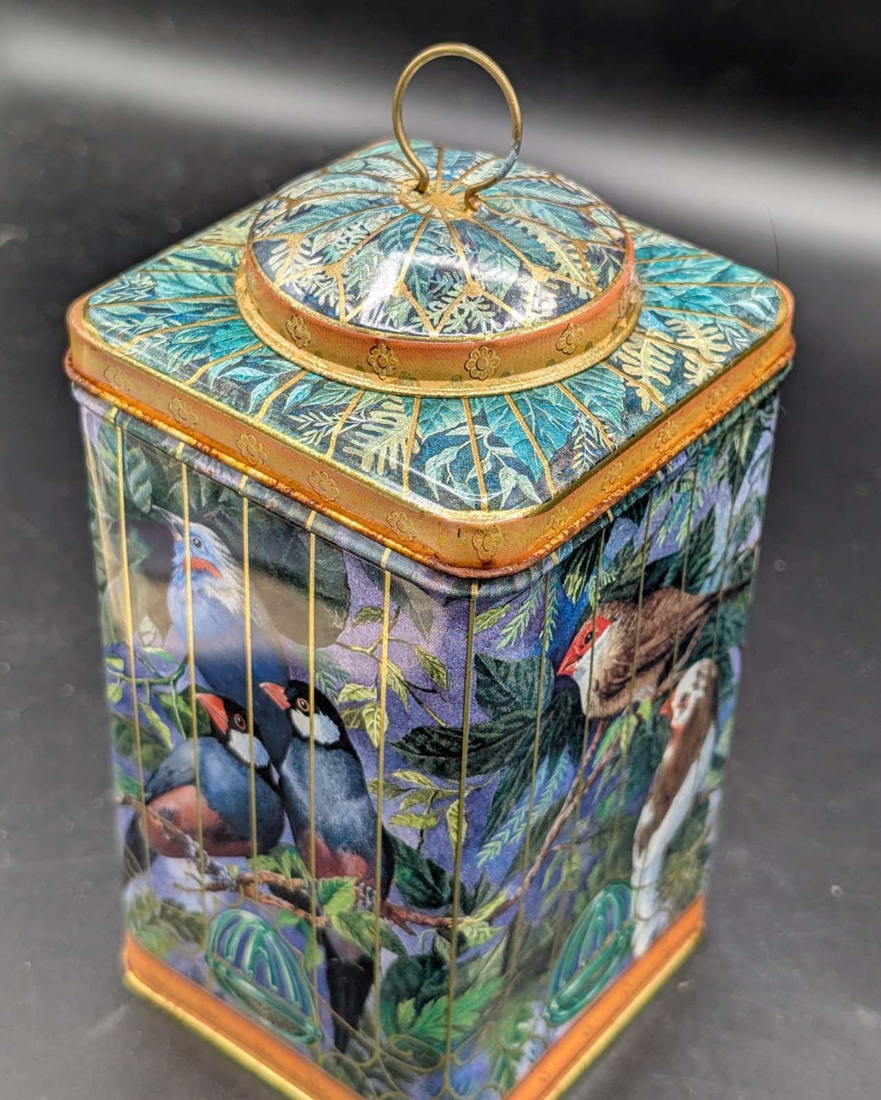 Vintage Bird Tin Assorted Birds On All Sides Names On Bottom See Pics