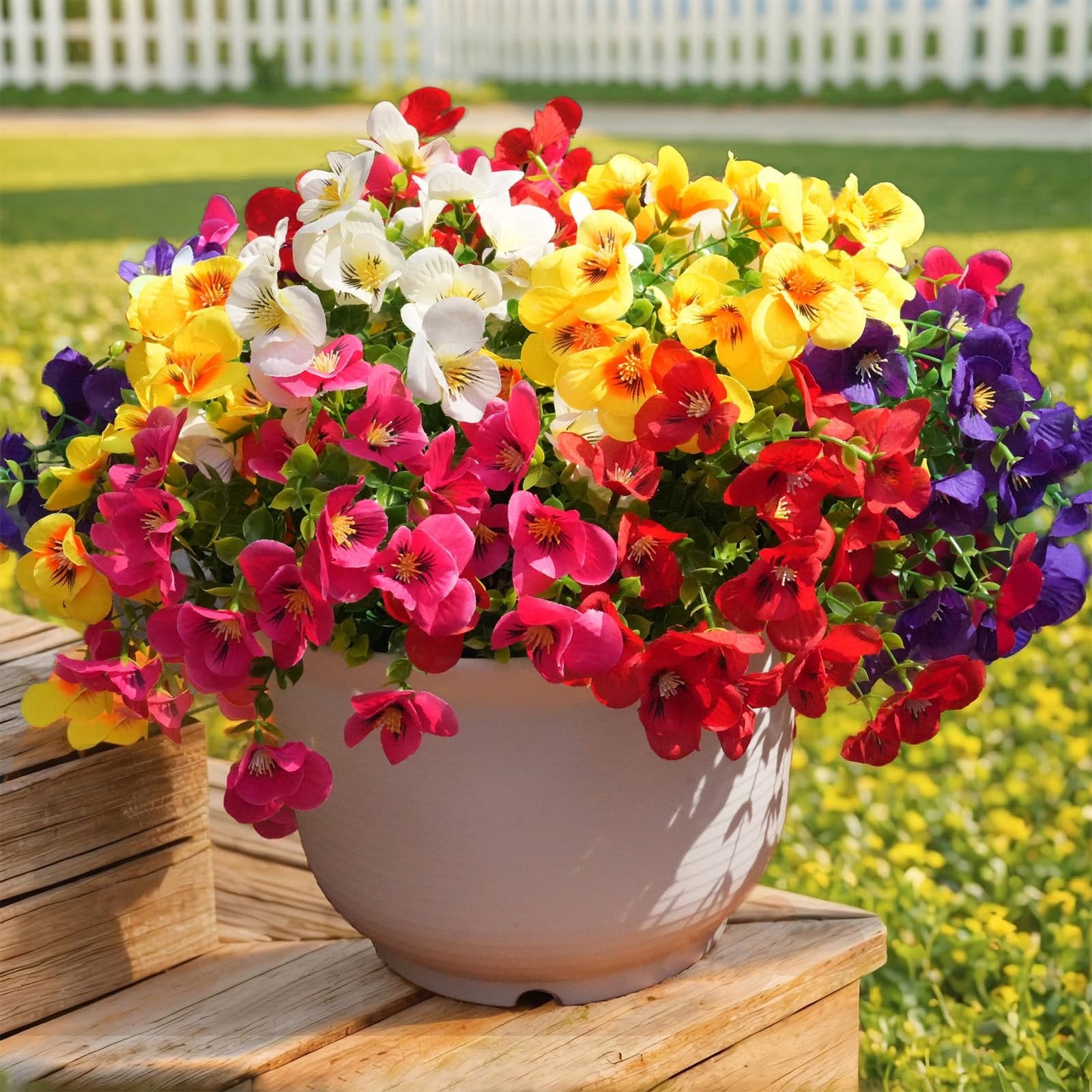 trytuny 20 Pcs Artificial Flowers for Outdoor, UV Resistant Realistic Pansies…
