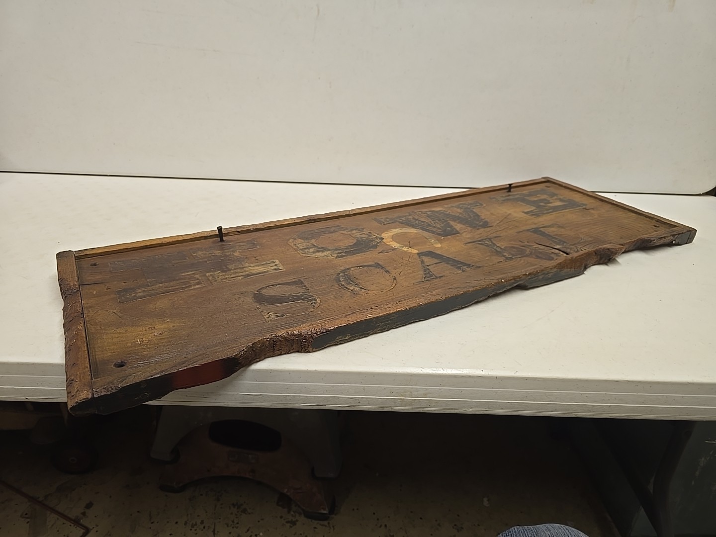 Antique 39″ Howe Scale Advertising Embossed Horseshoe Wood Framed Sign