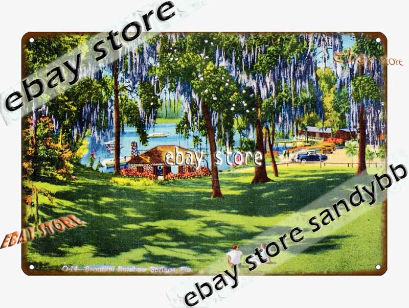 1941 Rainbow Springs Florida Scenic Gardens Color Tin Sign bedroom looks