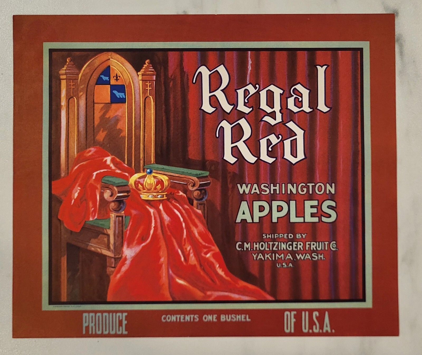 Label Regal Red Apples Yakina Washington Holtzinger Fruit