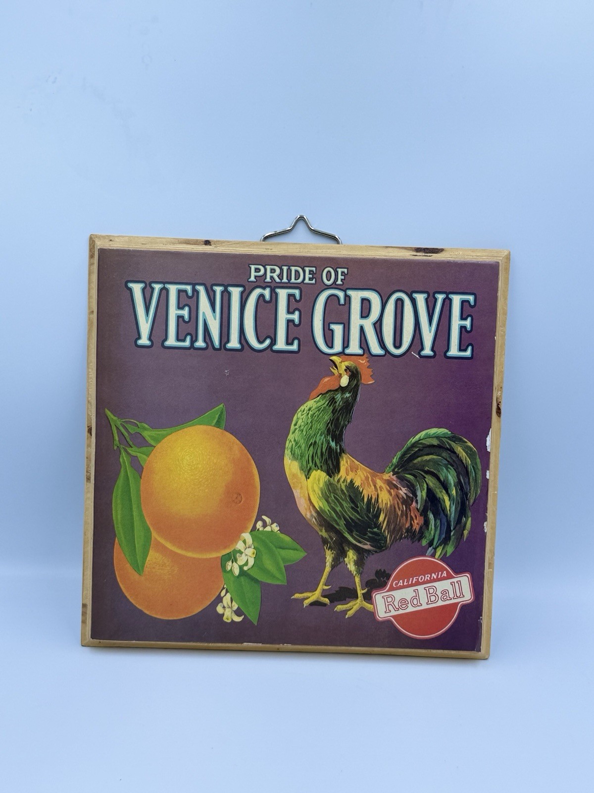 Vintage Original PRIDE OF VENICE COVE Rooster Crate Box Fruit Citrus Label 1930s