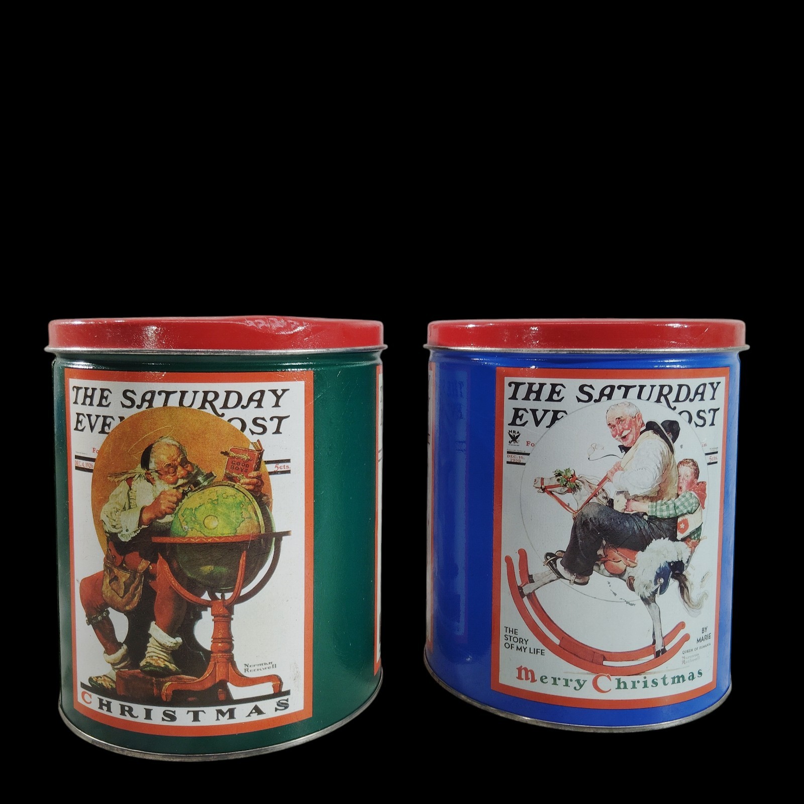 Vintage Norman Rockwell Christmas Candy Tin 2pc. Set Collector’s Edition