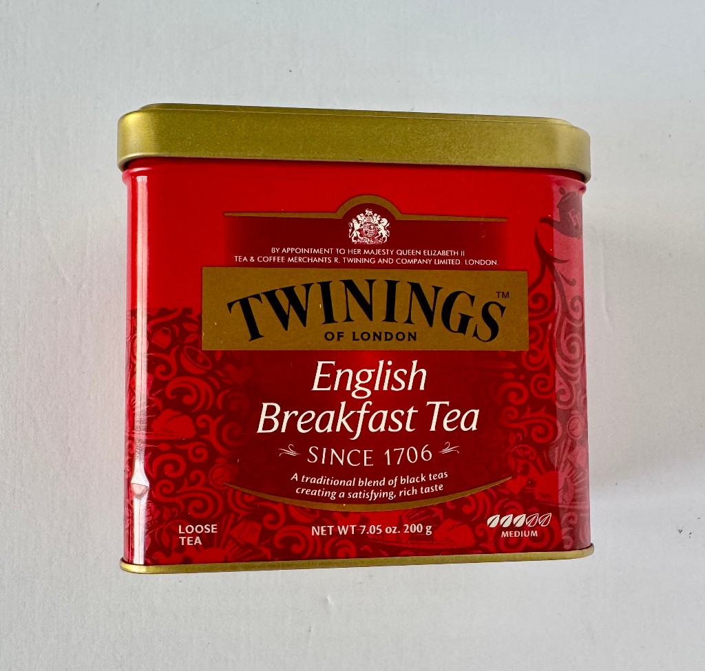 Twinings of London English Breakfast Loose Tea Empty Metal Tin 7.05oz 200g Red