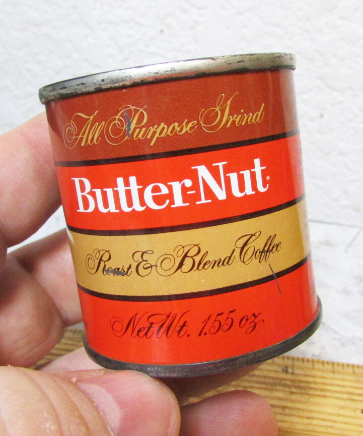 collectible Butter Nut coffee small serving 1.5 oz tin, unopened with ad on top