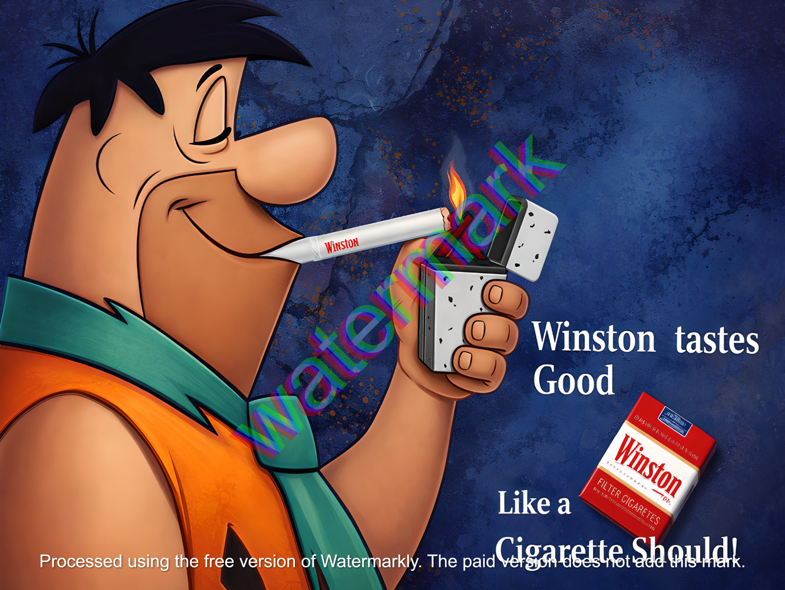 Winston Cigarette Fred Flintstone Metal Sign 9″ x 12″ or 12″ x 16″