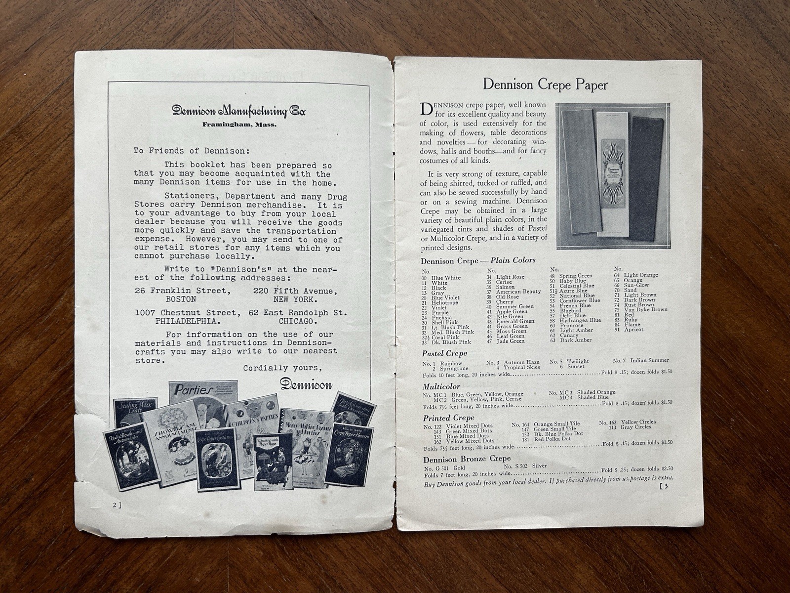 Vintage Dennison Goods for Home Use Catalog List Booklet Crepe Paper Crafts