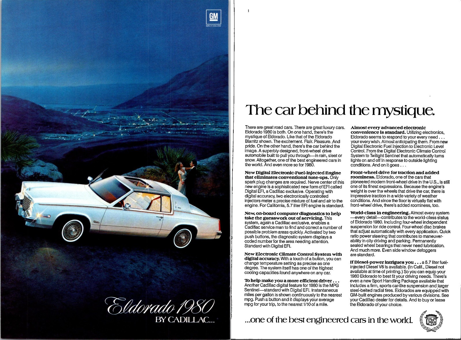 Cadillac Eldorado 1980 Car behind the mystique Vintage Print Ad 1979 2 pg