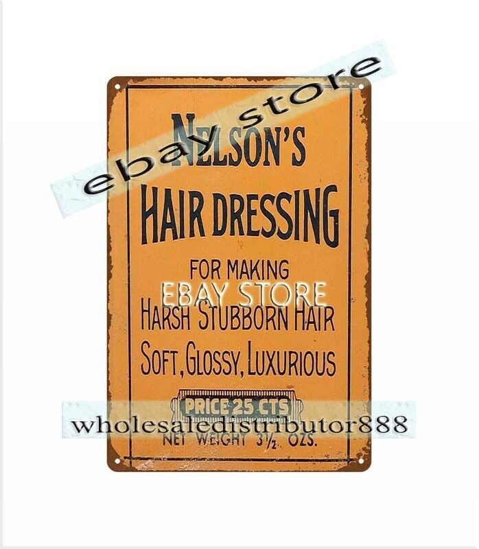 1940s NELSON’S HAIR DRESSING metal tin sign indoor wall art decor