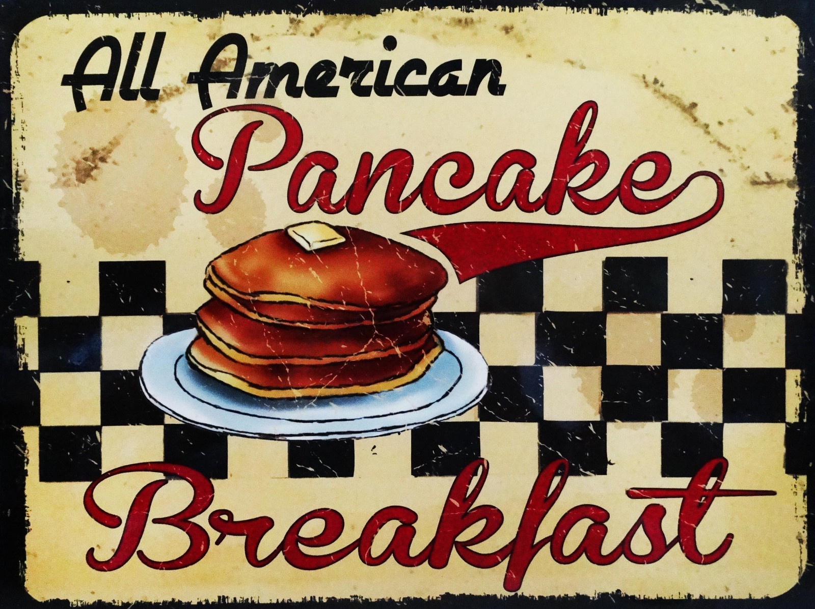 Pancakes All American Breakfast Food Morning Diner Metal Sign