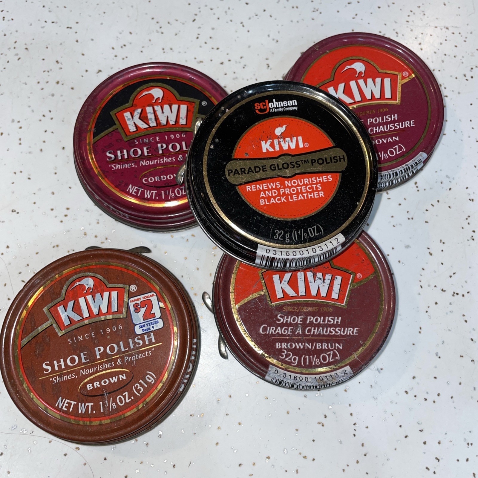 5 Kiwi Shoe Shine Boot Polish Tin props lot