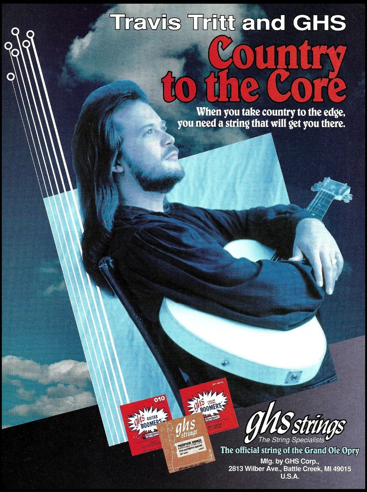 Travis Tritt 1994 GHS Boomers guitar strings advertisement 8 x 11 ad print