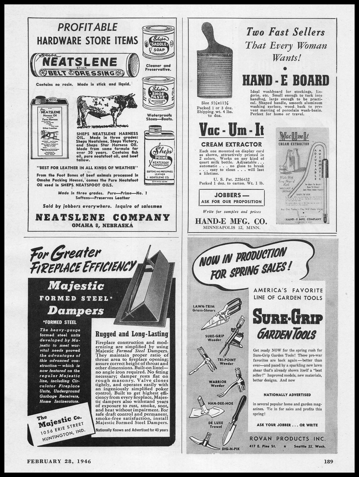 1946 Hand-E Minneapolis Hand-E Board Vac-Um-It Cream Extractor Vintage Print Ad