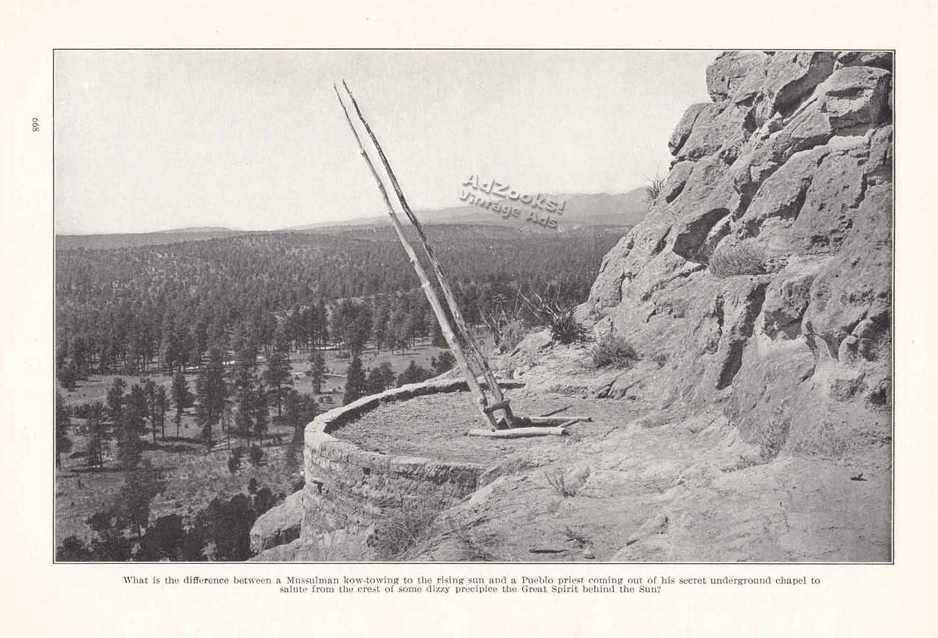 1912 Kiva at Puye Cliff Dwellings Pueblo Ruins near Santa Fe NM Print Image