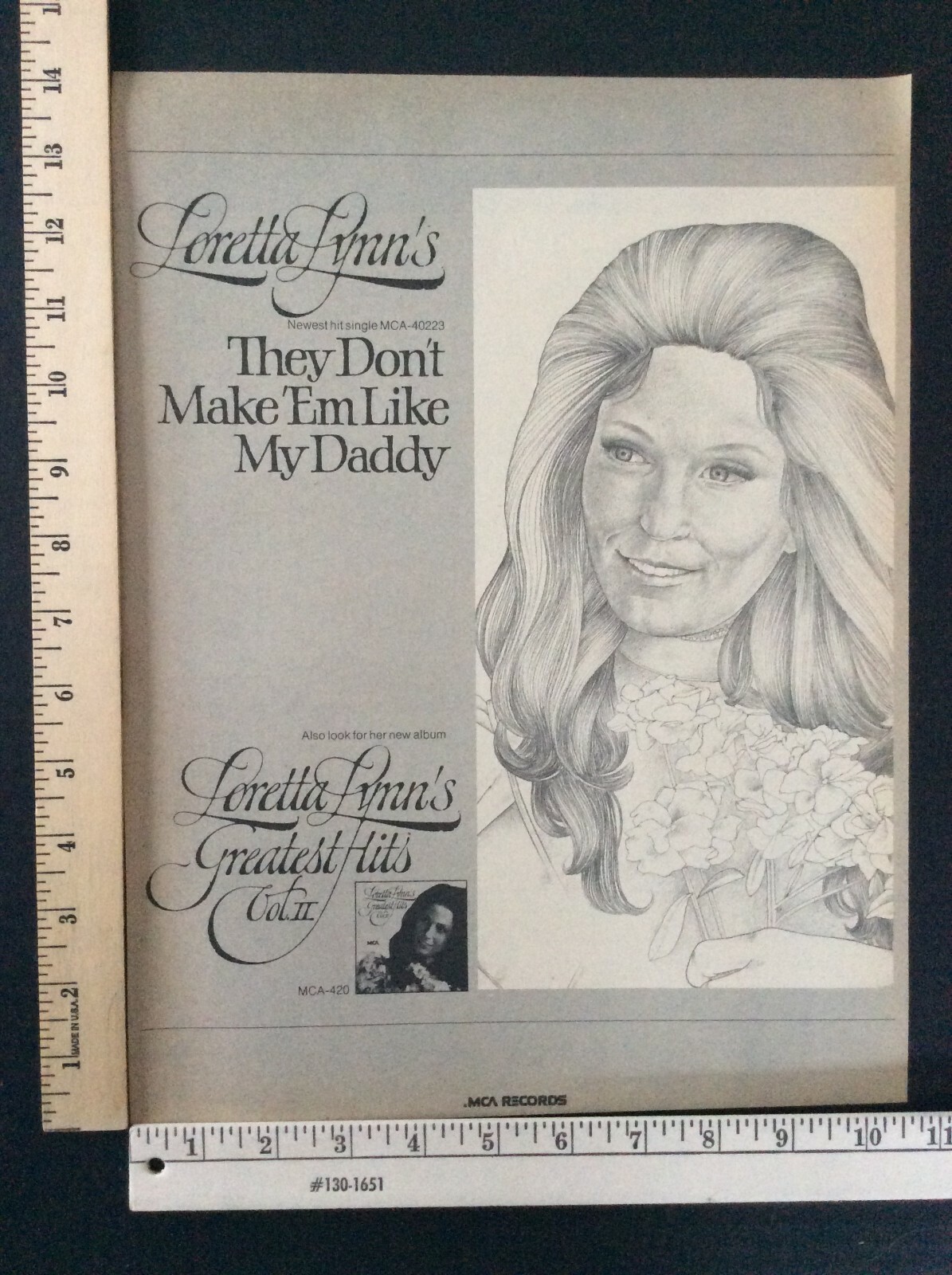 Rare Original VTG 1974 Loretta Lynn MCA Records Poster Style Music Ad Art Print
