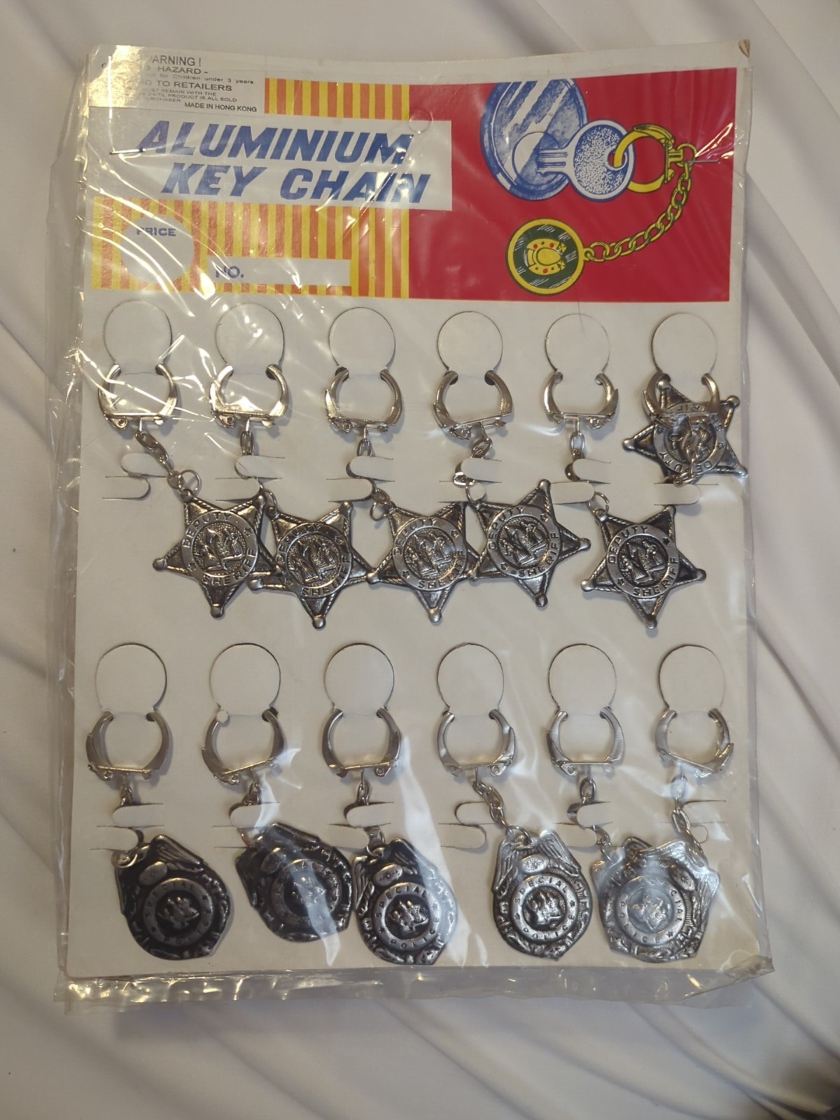 Vintage Novelty Aluminum Key Chain Store Display Sheriff Police