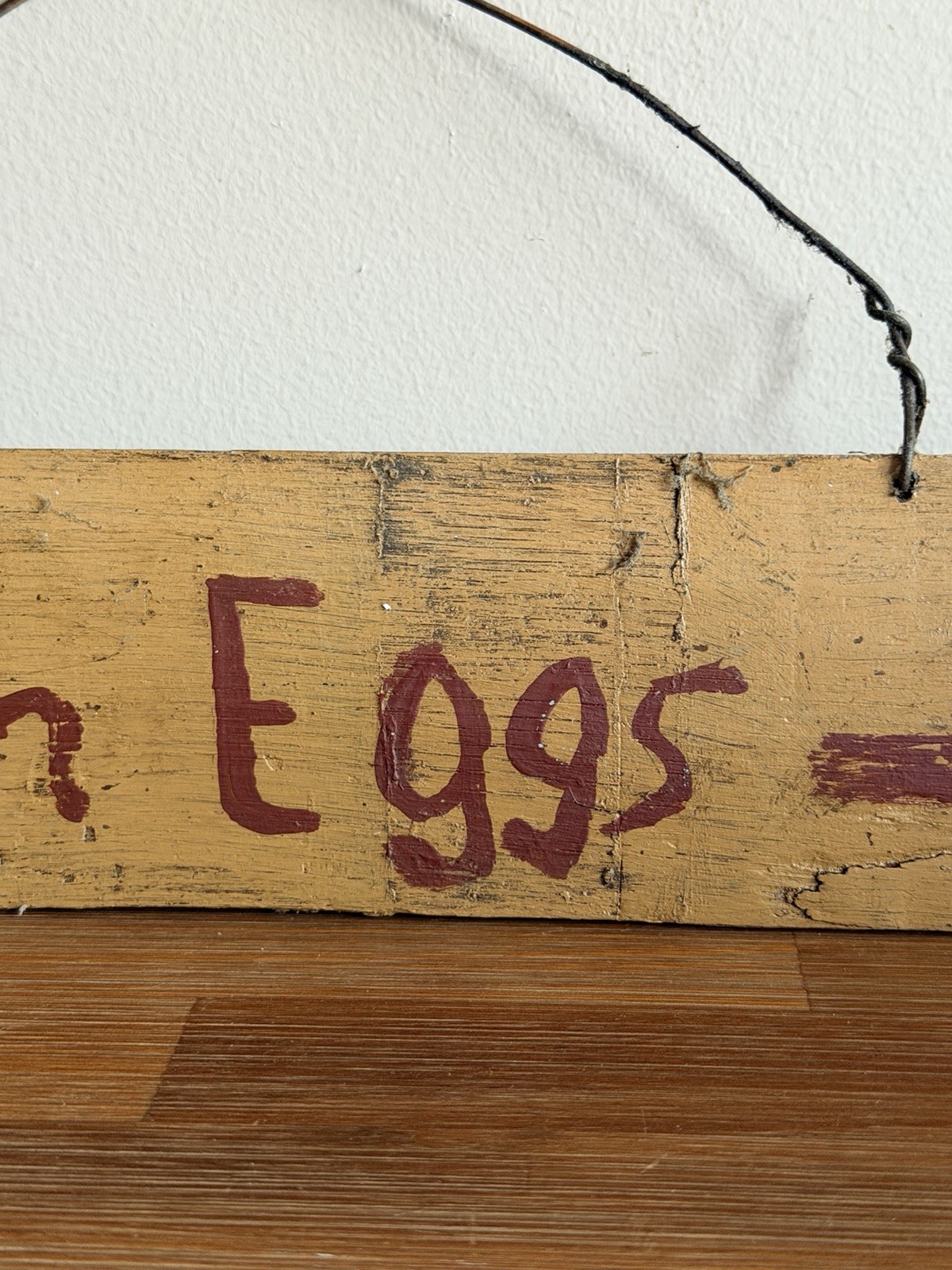 Antique Vintage Painted Yellow Wood Sign Farm Eggs Sign Farm Road Side Arrow