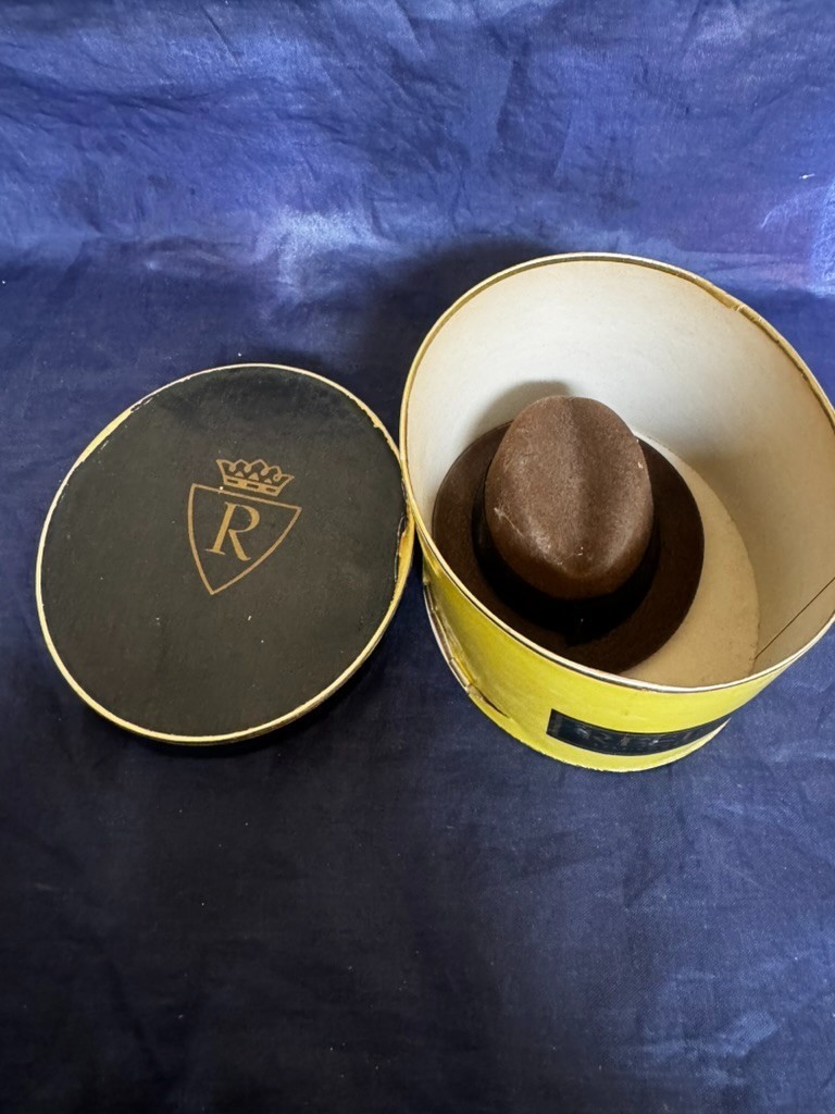 Vintage RESISTOL Miniature Felt Hat Salesman Sample With Original Yellow Box