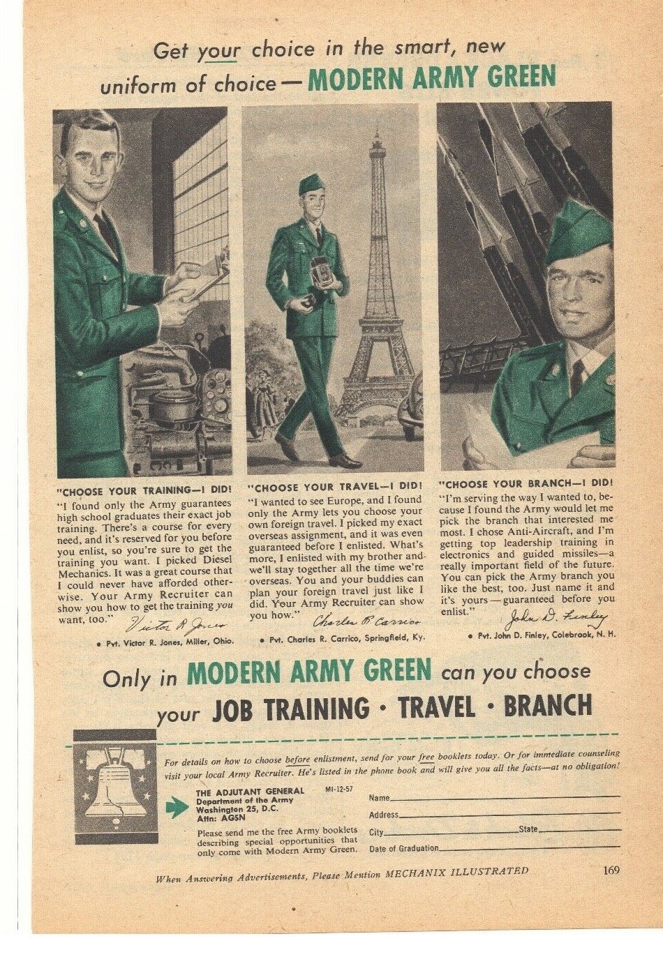 1957 Modern Army Green Advertisement