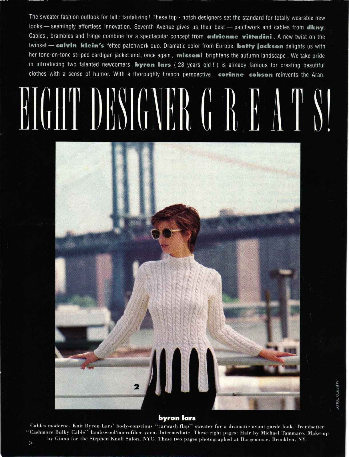 1993 Mag Print Knitting Patterns Byron Lars Carwash Flap Sweater Brooklyn NY 326