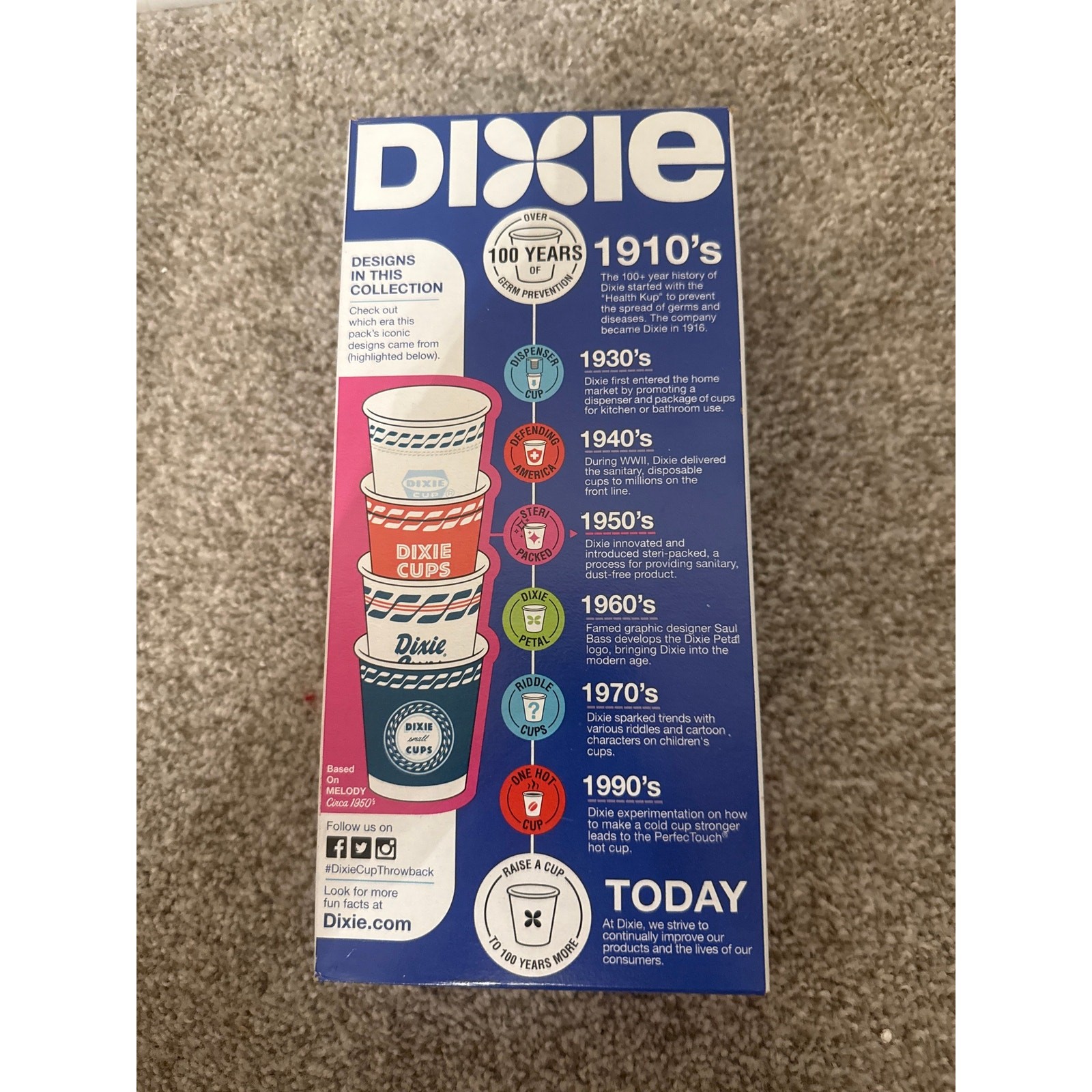 Dixie 3 oz Throwback Paper Cups Open Box 158 Count Remaining Vintage Design