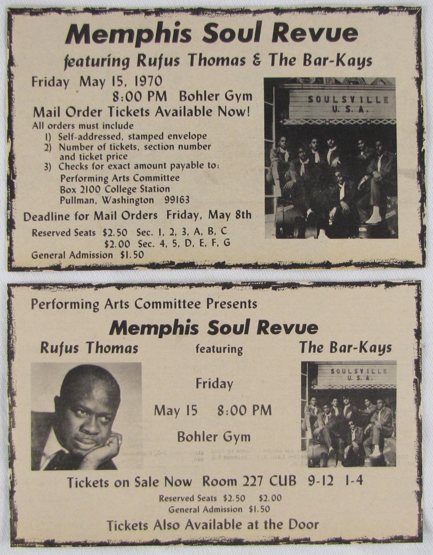 Vintage 1970 RUFUS THOMAS / THE BAR KAYS Concert Tour Newspaper Print Ads
