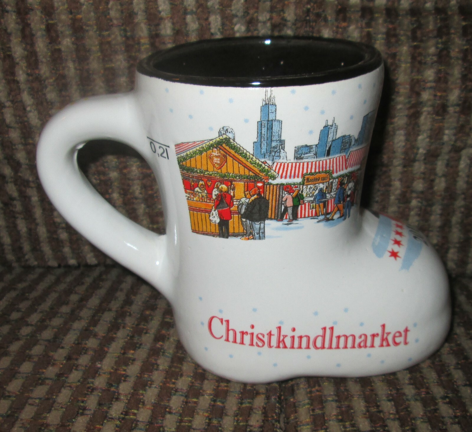 2019 Chicago IL CHRISTKINDLMARKET Ceramic Souvenir Mug Boot White Red Black