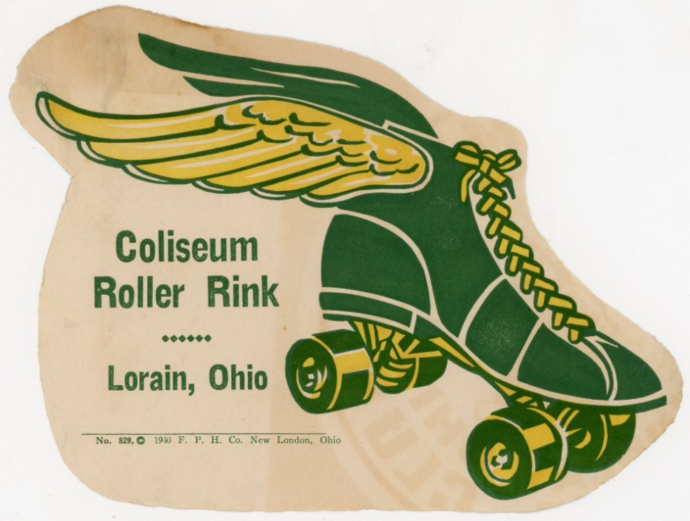 1930’s-50’s Coliseum Roller Rink Lorain, Ohio Skating Label #KD