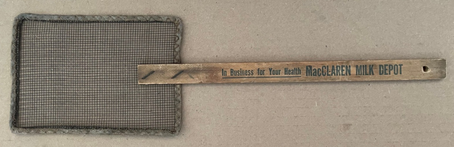 Vintage MacCLAREN MILK DEPOT Swat the Fly Swatter Primitive Westmoreland Co PA