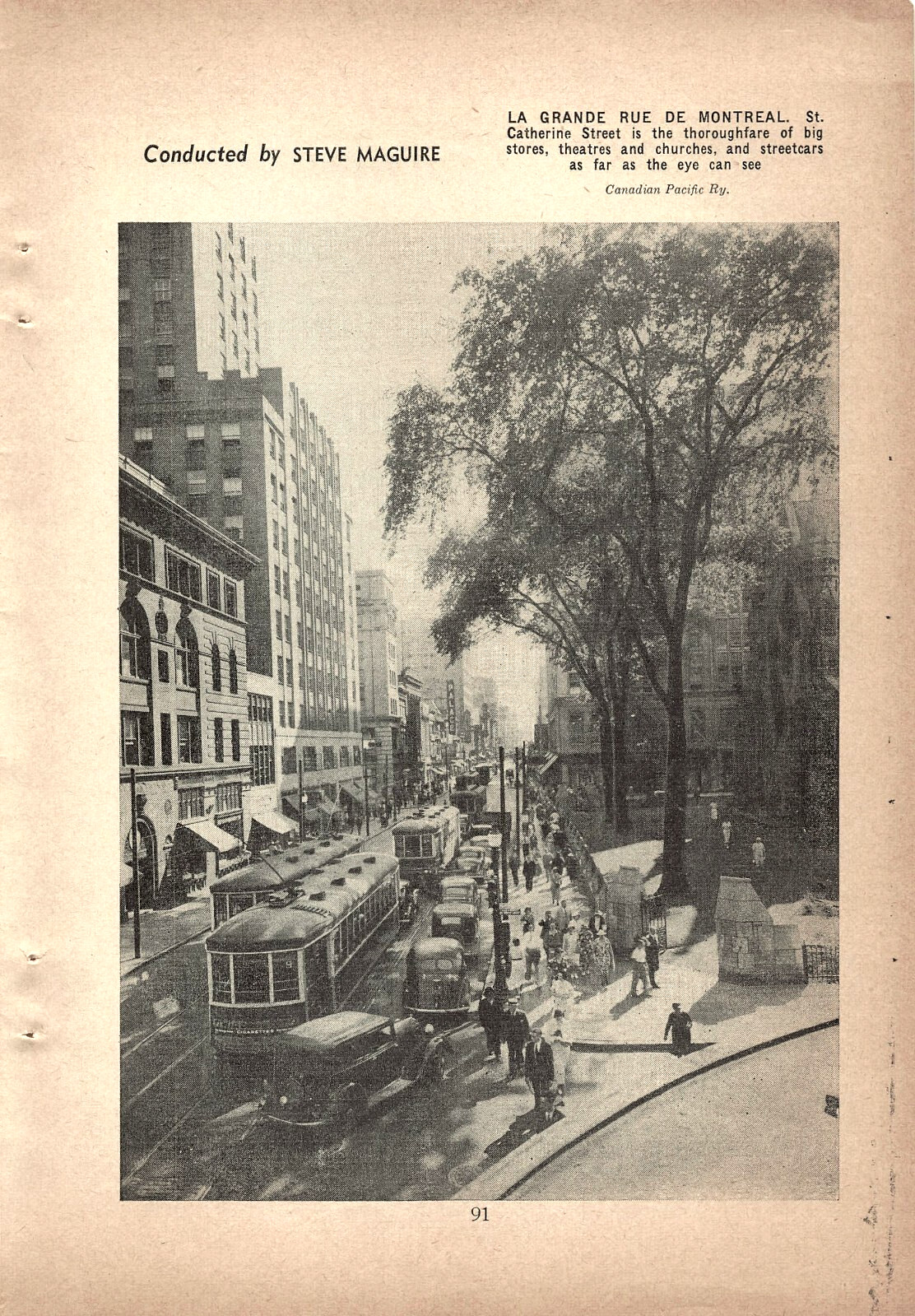 Streetcars Saint Catherine St La Grande Rue De Montreal Canada Vtg Mag Excerpt