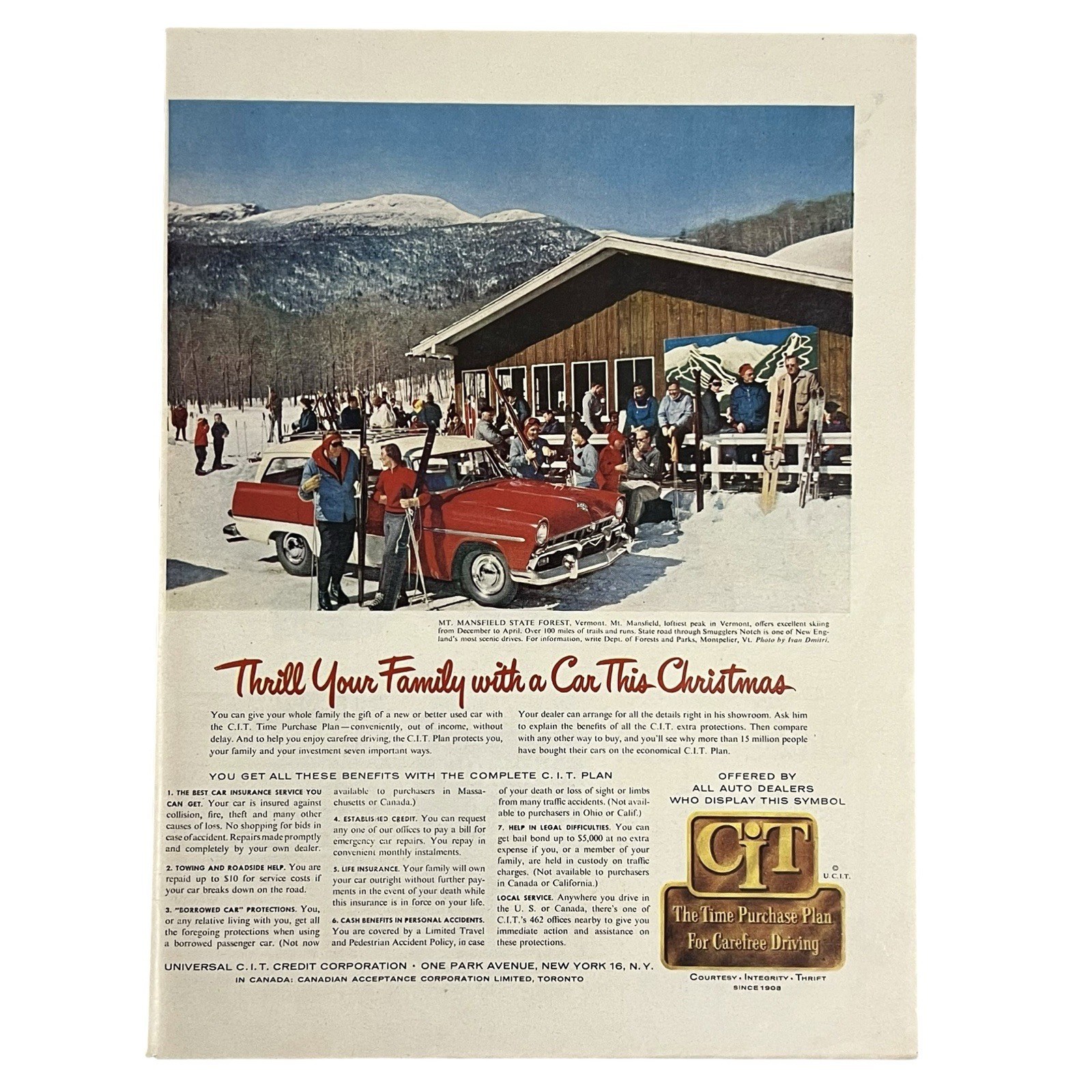 Vtg 1956 C.I.T. Time Purchase Plan Car Auto Financing Print Ad Ford SW 10.5×14