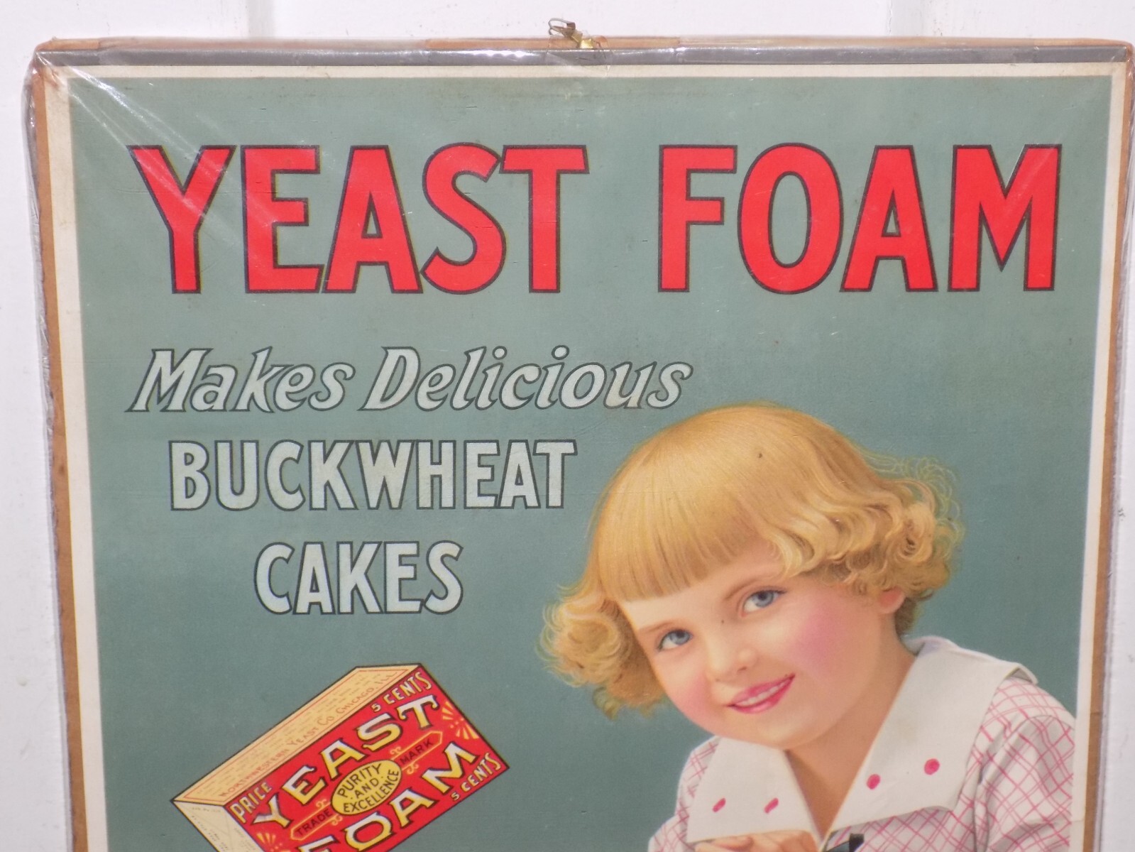 Vintage Yeast Foam Buckwheat Cakes Paper Store Sign